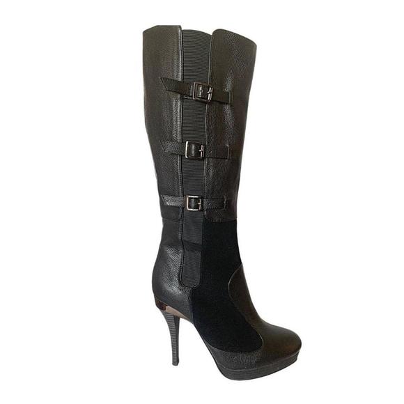 BCBGMAXAZRIA - Emily Black Leather Buckles Boots - US 9
